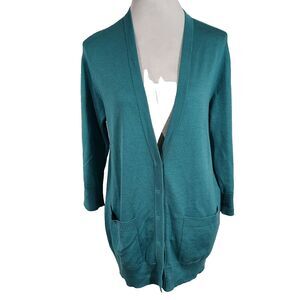 St. John SoCa Wool Silk Cashmere Blend Cardigan Women Size Small Snap Front Flaw
